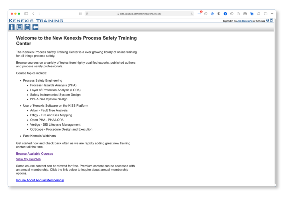 new process safety training center Kenexis