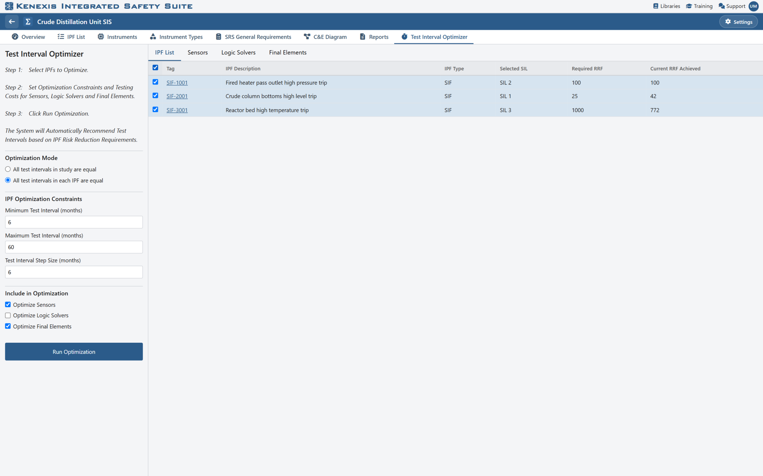 Kenexis® SIS Test Interval Optimizer