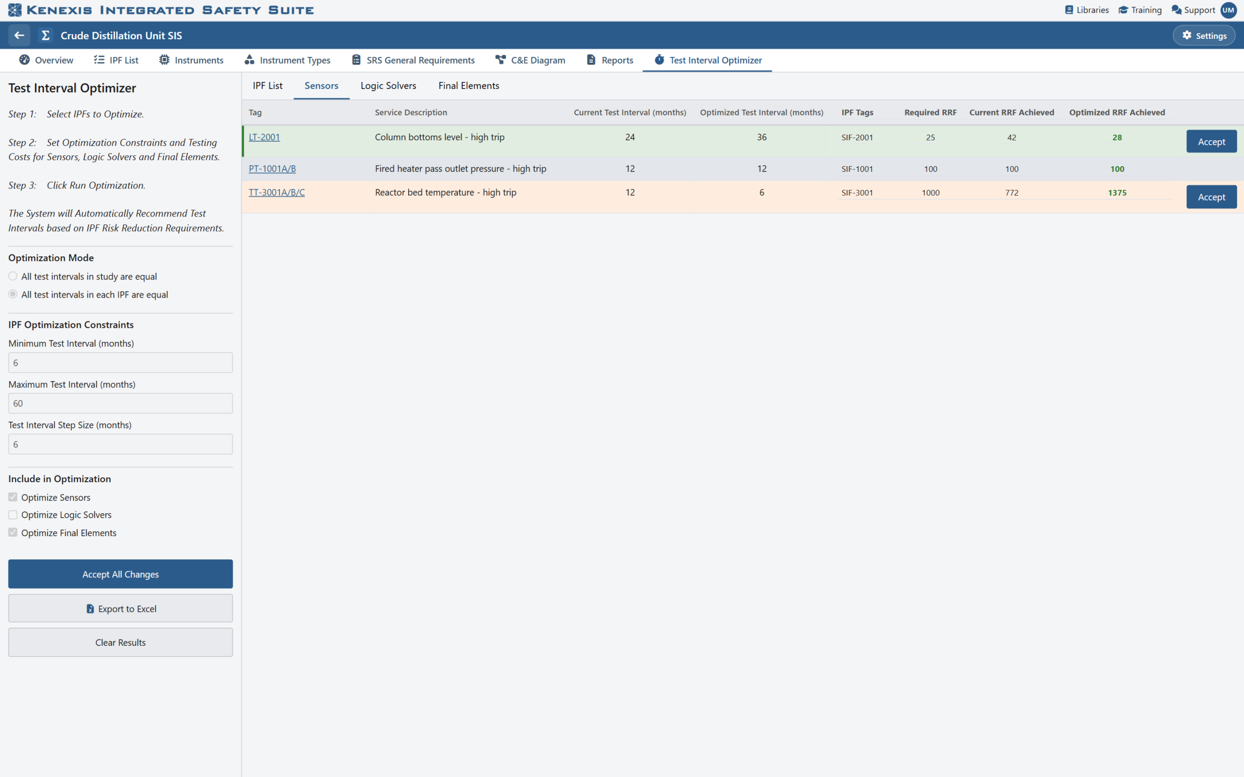 Kenexis® SIS Test Interval Optimizer